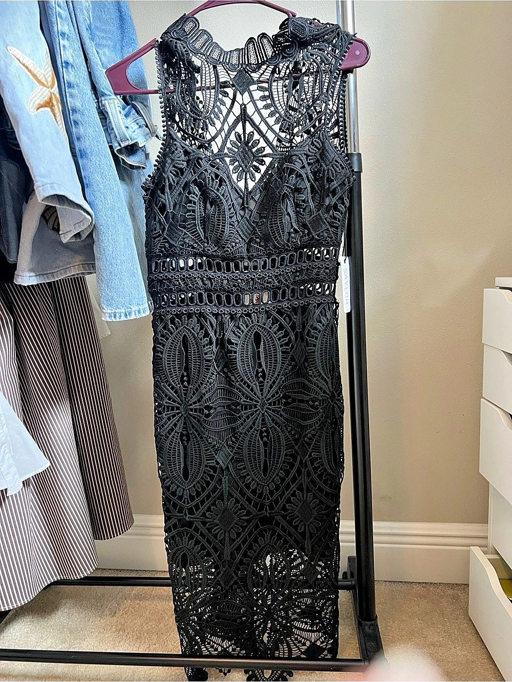 Saylor Krystyna Dress Black Lace Maxi Dress 
New